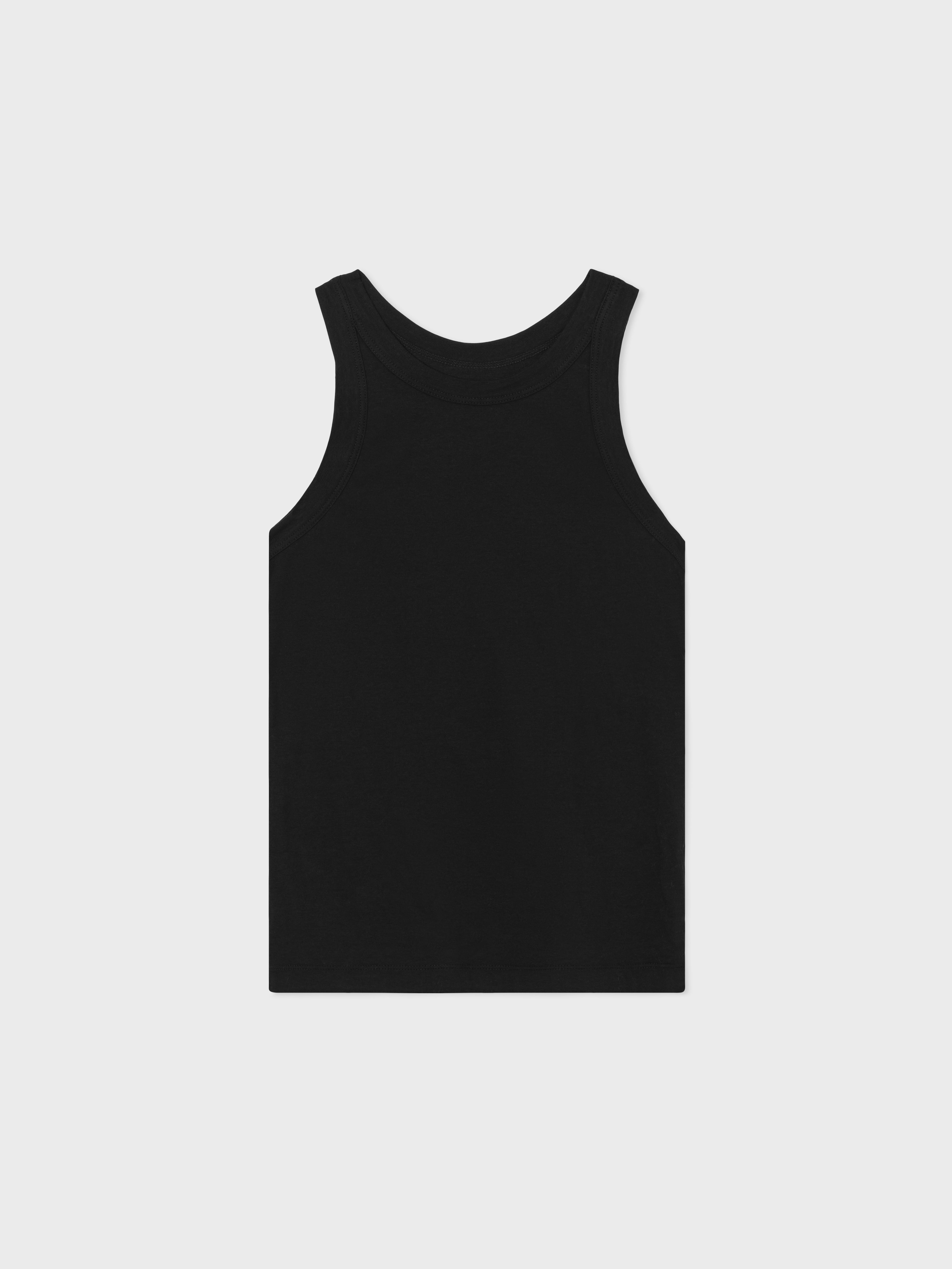 Tank Top in Smooth Cotton Jersey - Black - CO Collections