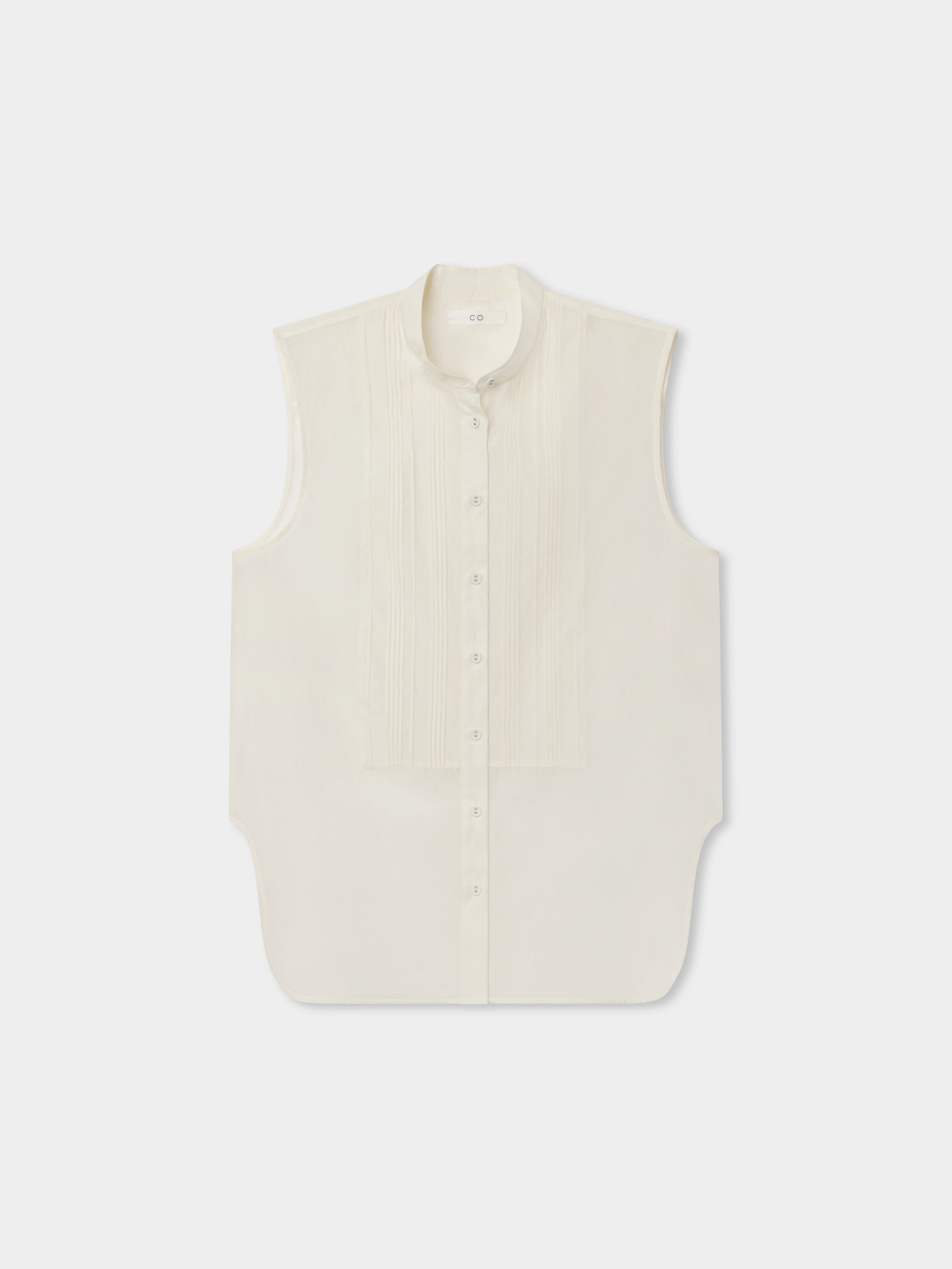 Sleeveless Tuxedo Shirt - Ivory