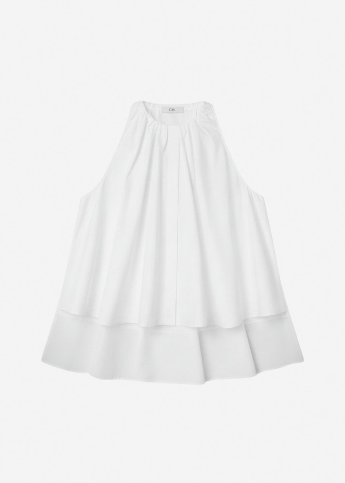 Gathered Tunic Shirt in Cotton Poplin - White, image 5 of 5