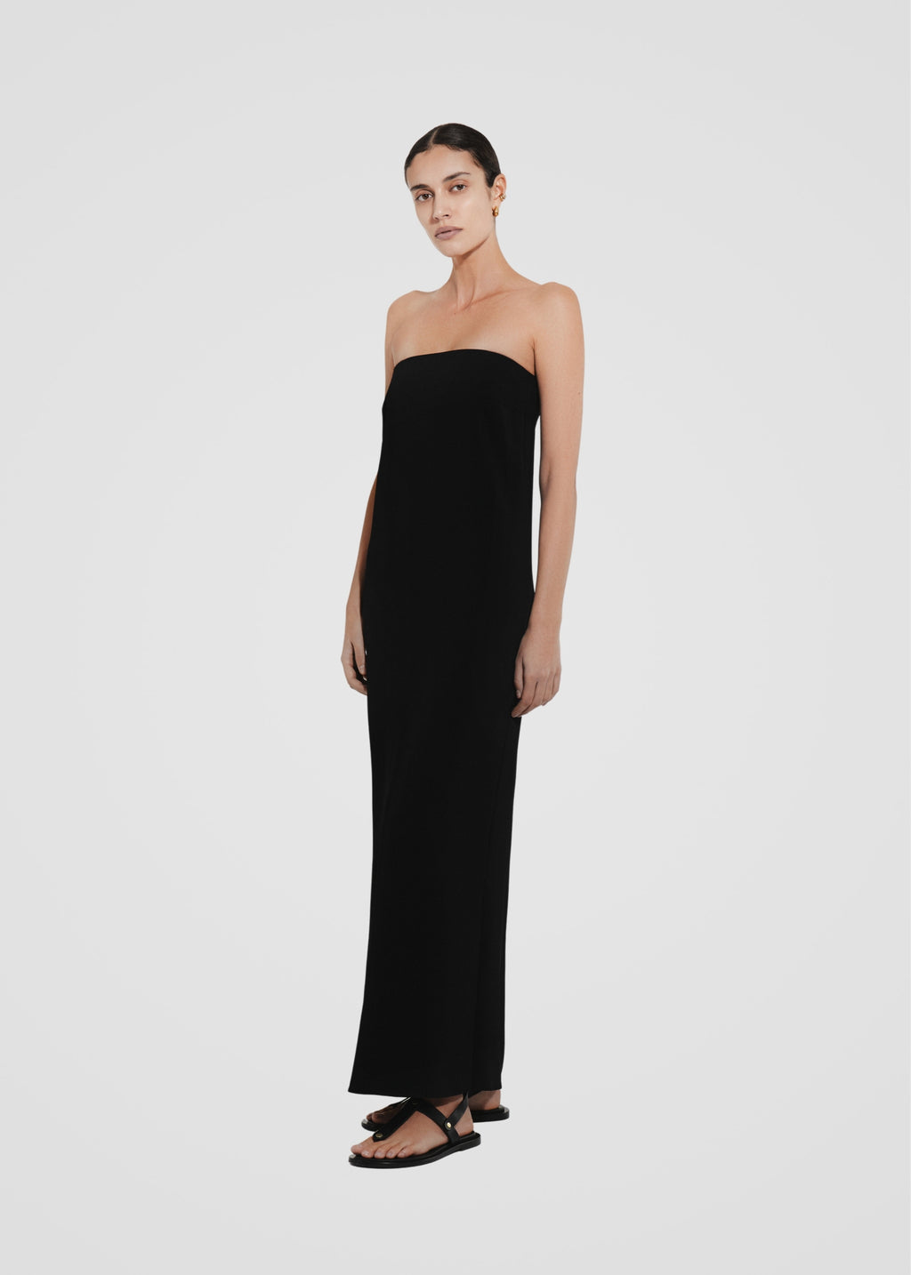 Strapless Column Dress in Viscose Crepe - Black - CO