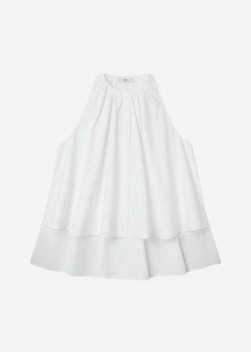 Gathered Tunic Shirt in Cotton Poplin - White, image 5 of 5