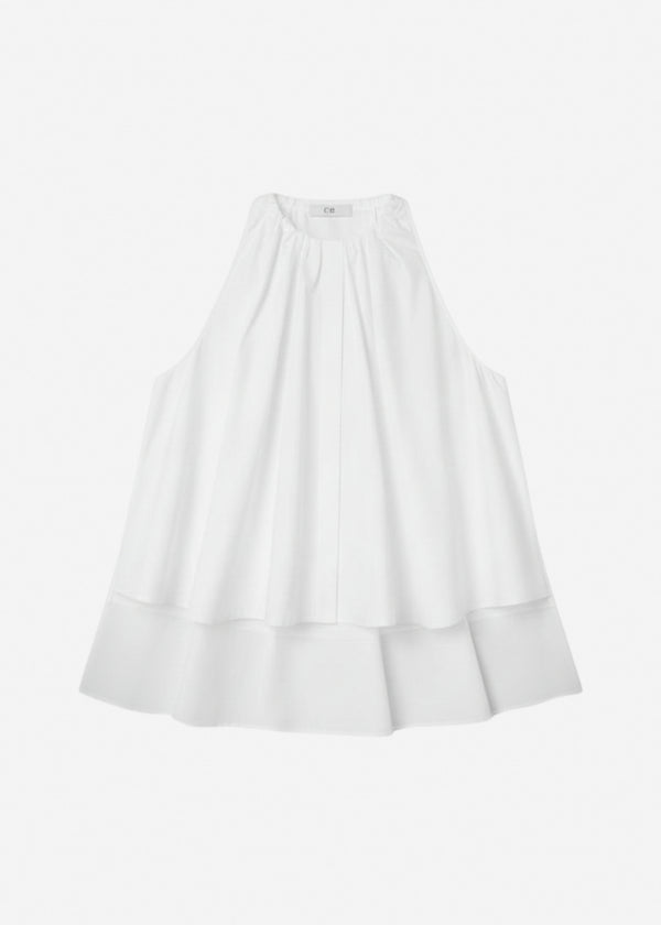 Gathered Tunic Shirt in Cotton Poplin - White - CO