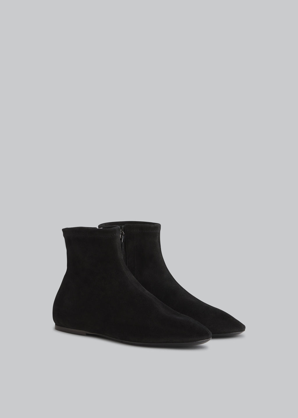 Round Toe Sock Bootie in Suede - Black - CO