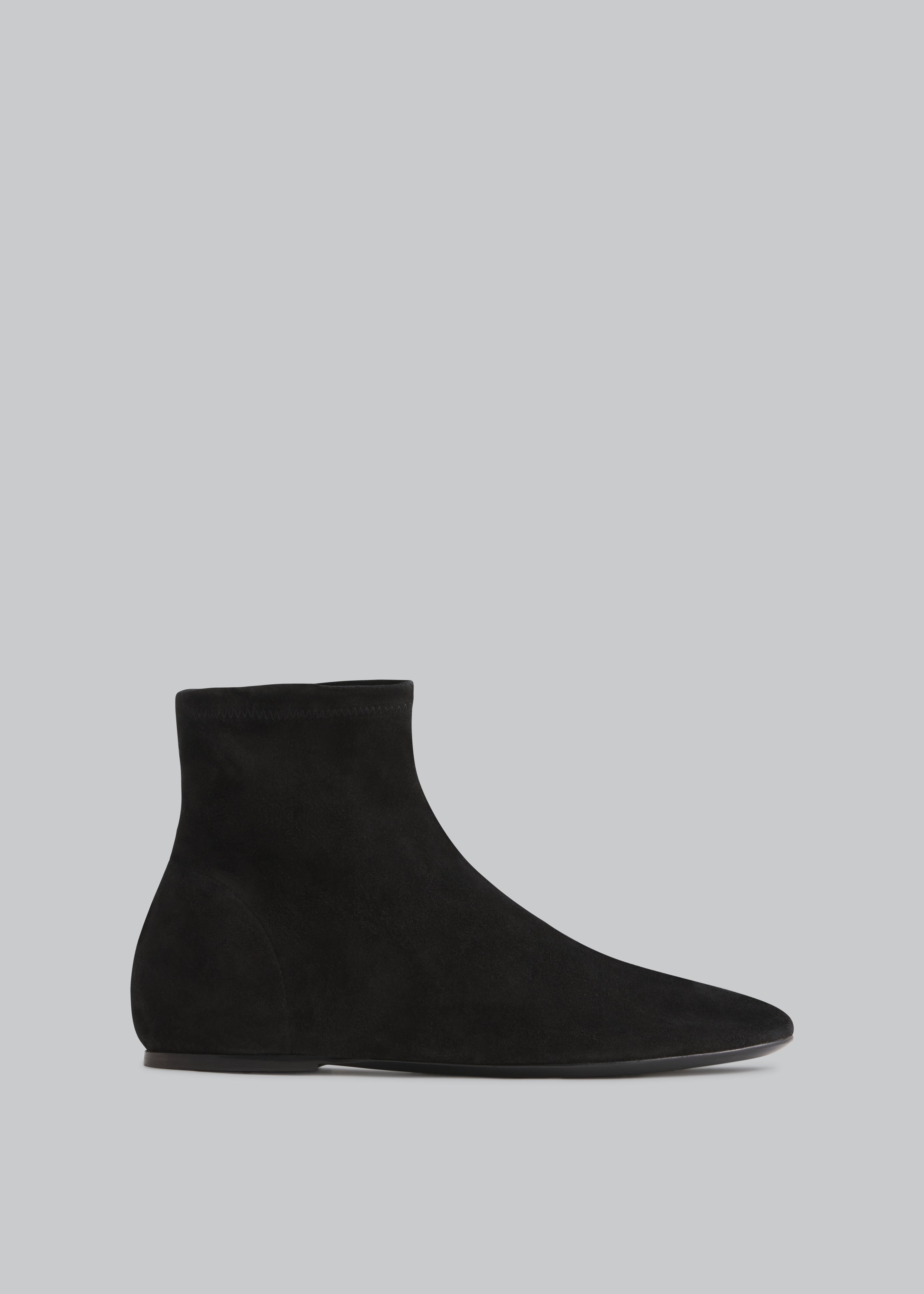 Round Toe Sock Bootie in Suede - Black