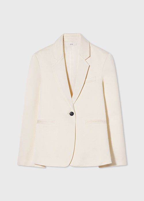 Classic Boxy Blazer in Textured Twill - Ivory - CO Collections