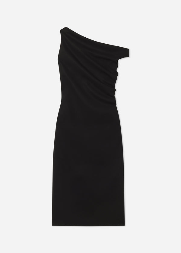 Draped Back Dress in Cotton - Black - CO