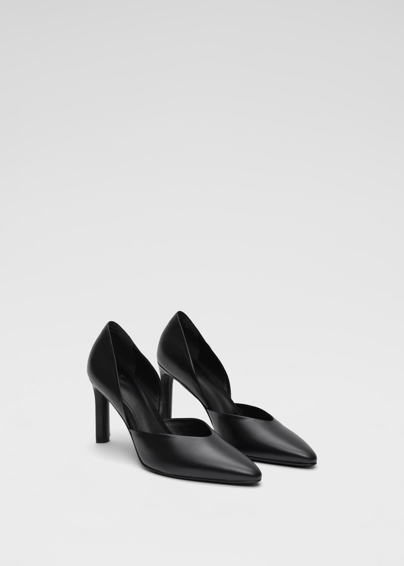 D'Orsay Stiletto Heel in Leather - Black - CO