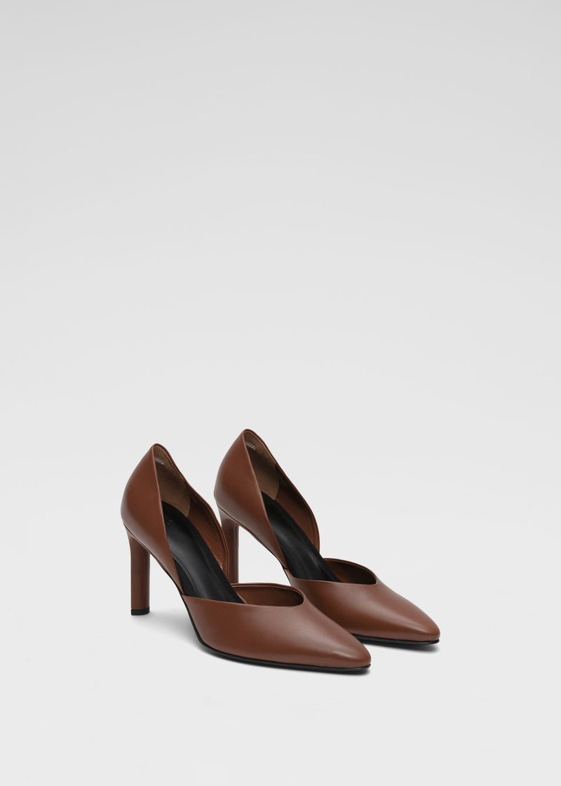 D'Orsay Stiletto Heel in Leather - Chestnut - CO