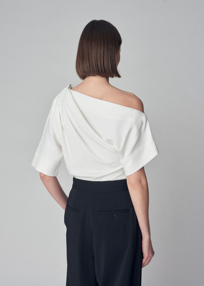 Off the Shoulder Blouse in Stretch Viscose - Ivory - CO