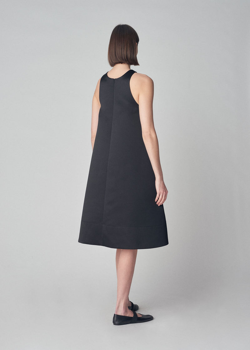 Swing Dress in Bonded Satin - Black - CO