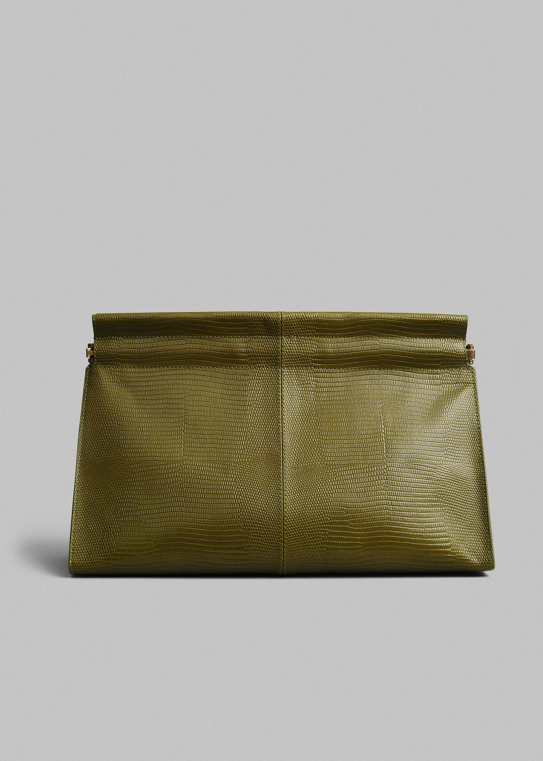 Medium Leather Clutch in Olive - Olive