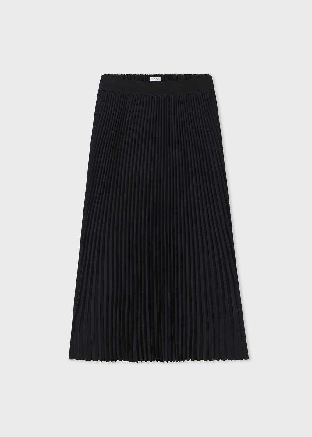 Pleated Elastic Waist Skirt in Stretch Crepe - Black - CO