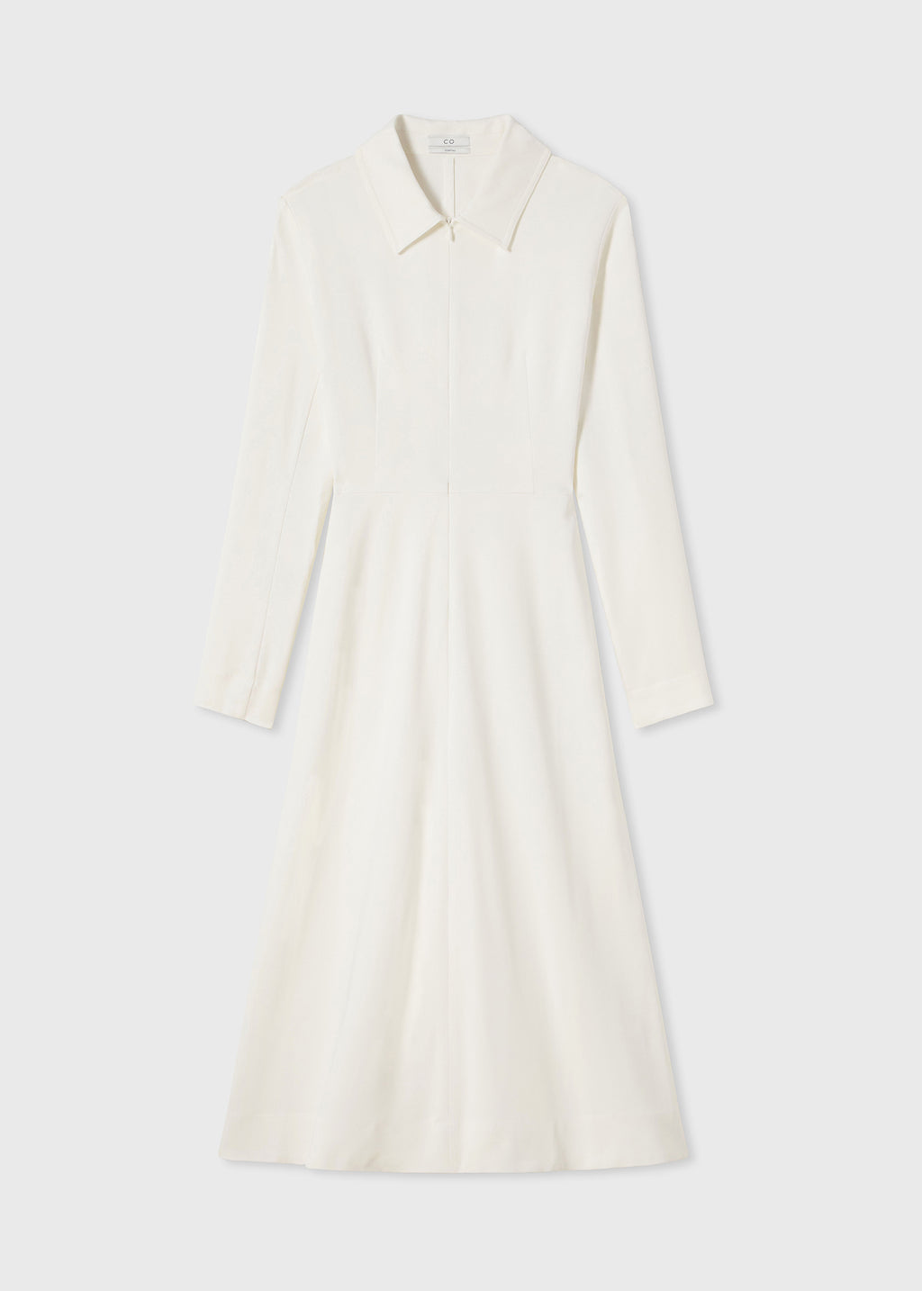 Long Sleeve Shirt Dress  in Crepe - Ivory - CO