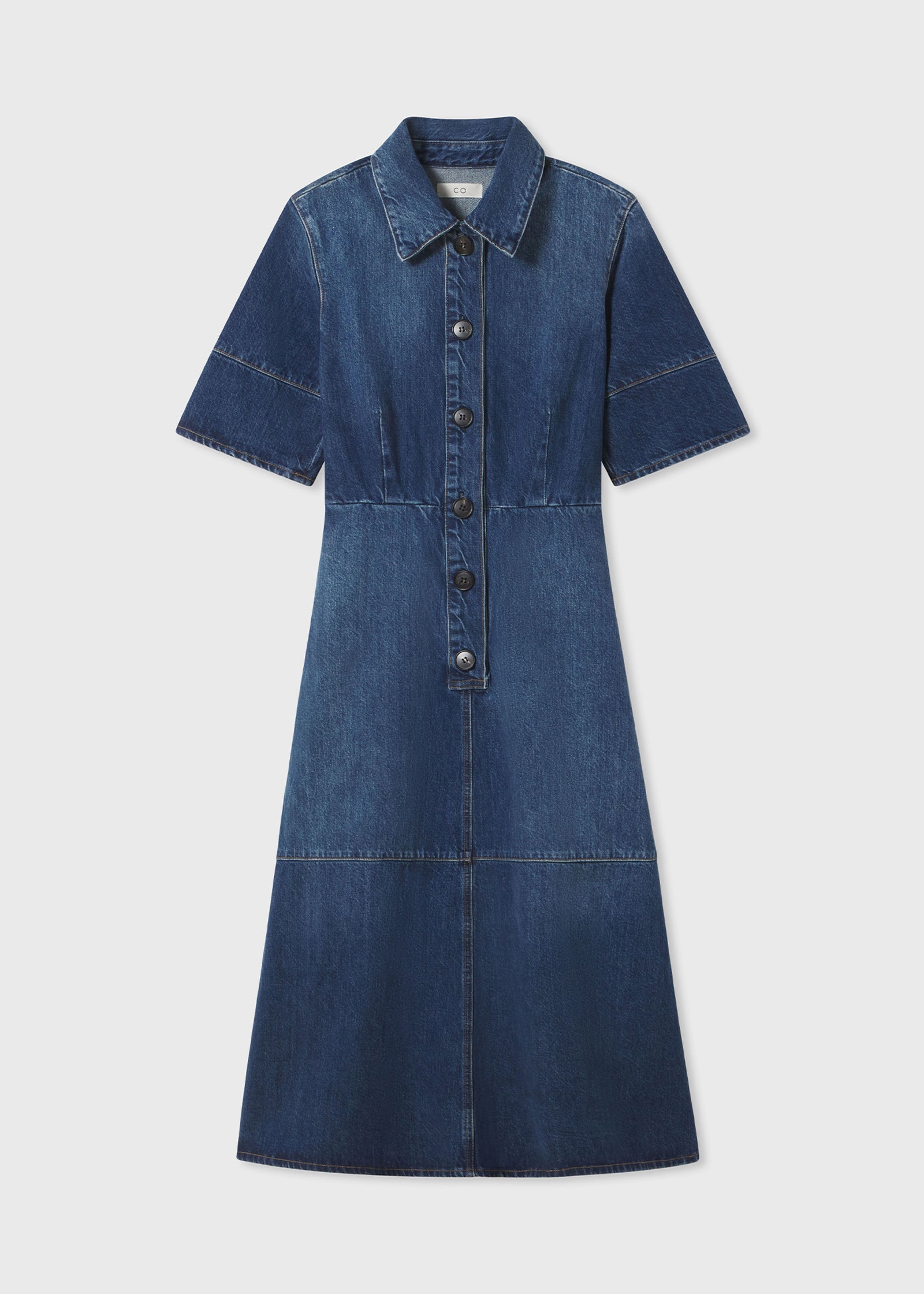 Short Sleeve Denim Dress - Indigo - CO Collections