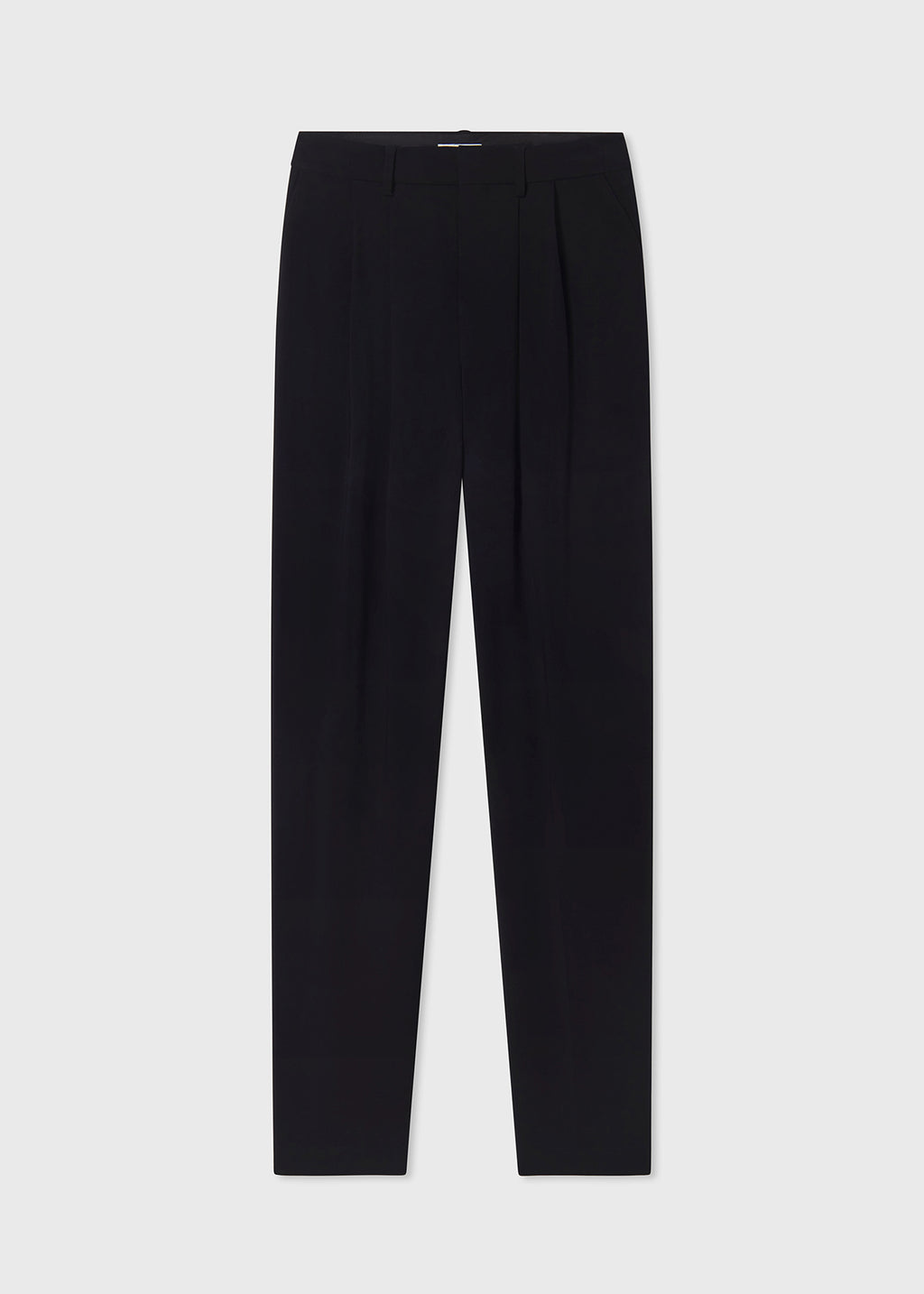 Classic Pleat Front Trouser in Fluid Crepe - Black - CO