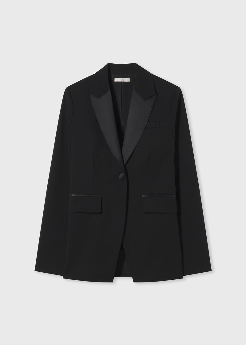 Tuxedo Blazer in Virgin Wool - Black - CO