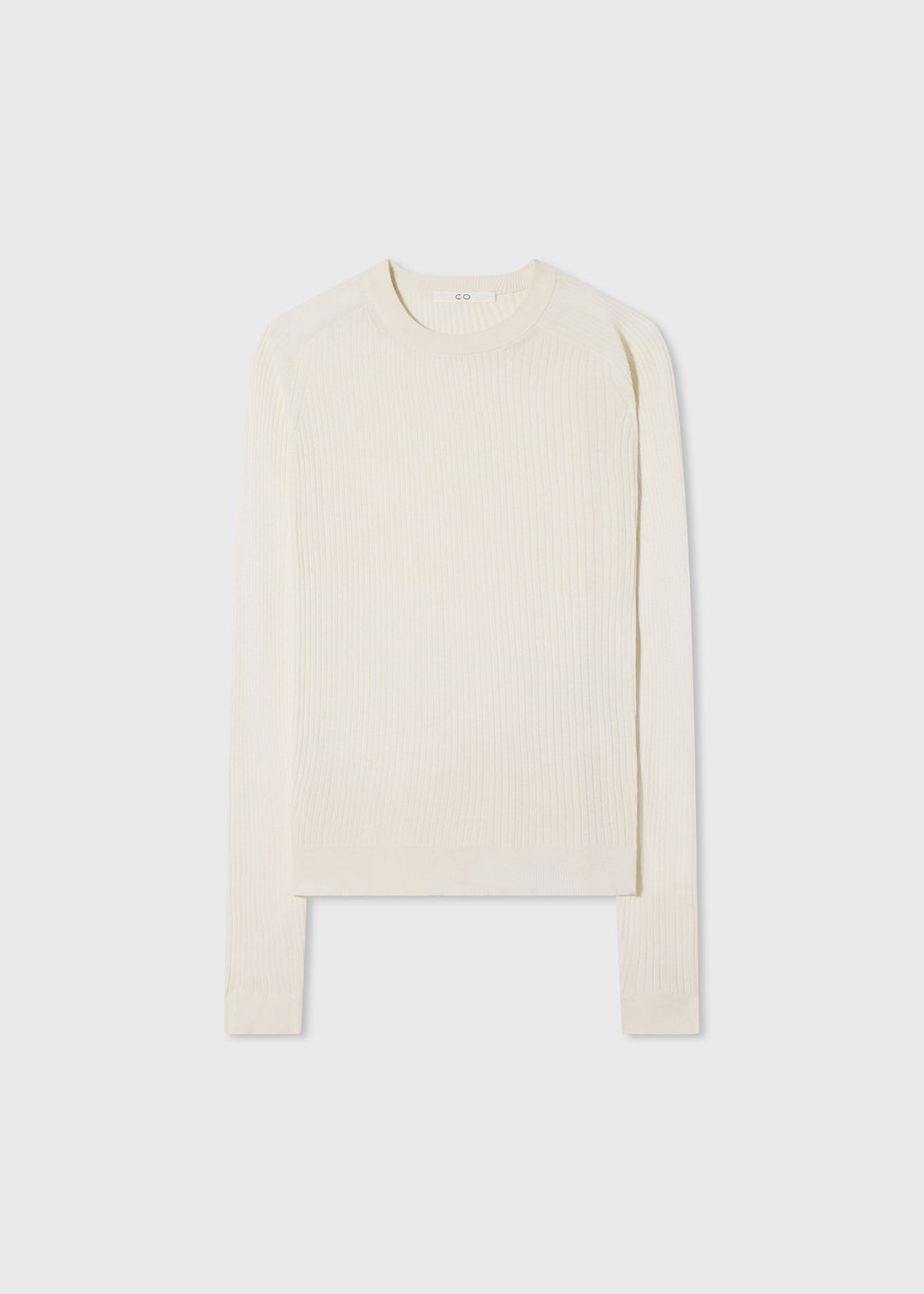 Long Sleeve Fitted Tee in Silk Knit - Ivory - CO