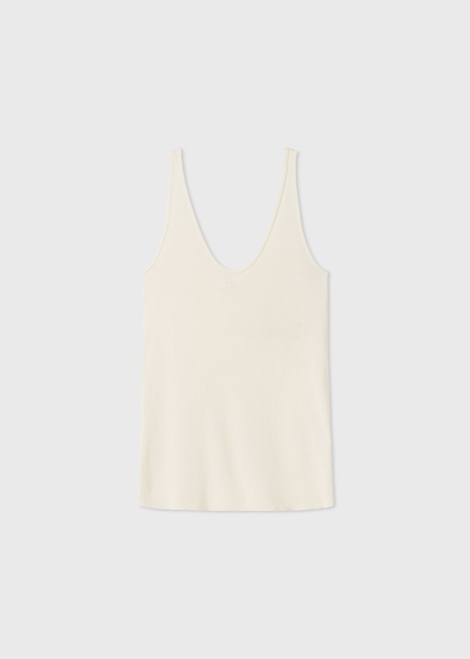 Ribbed Tank in Silk Knit - Ivory - CO Collections