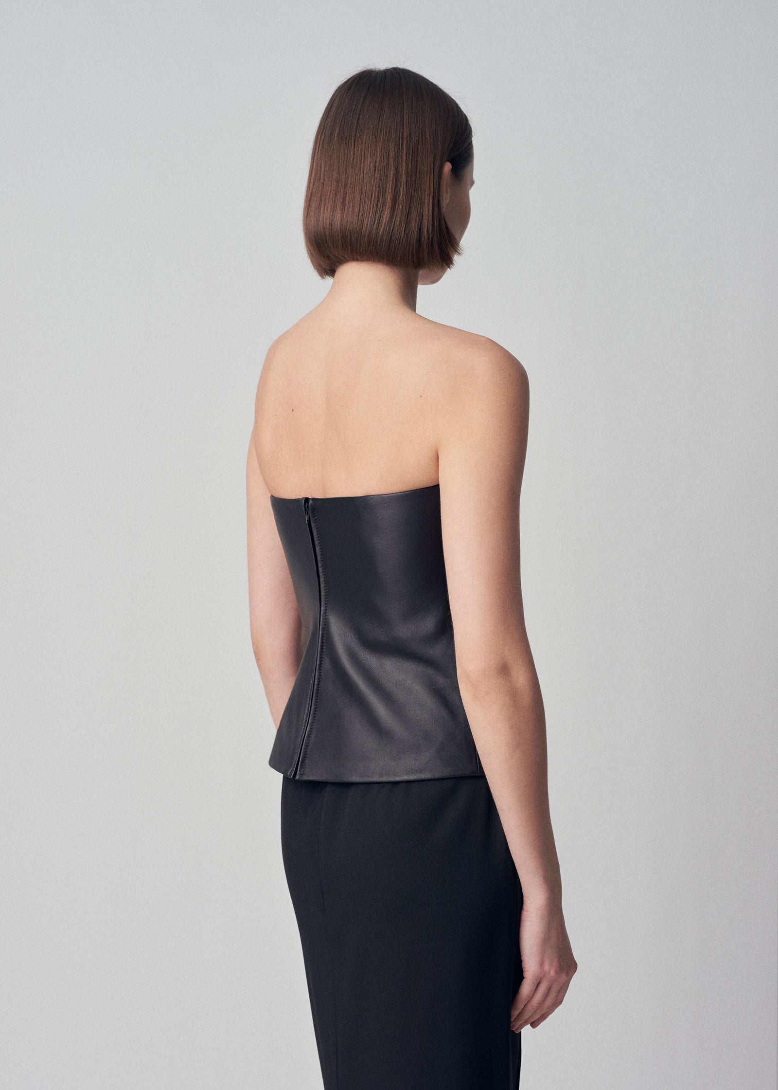 Bustier Top in Leather - Black - CO Collections