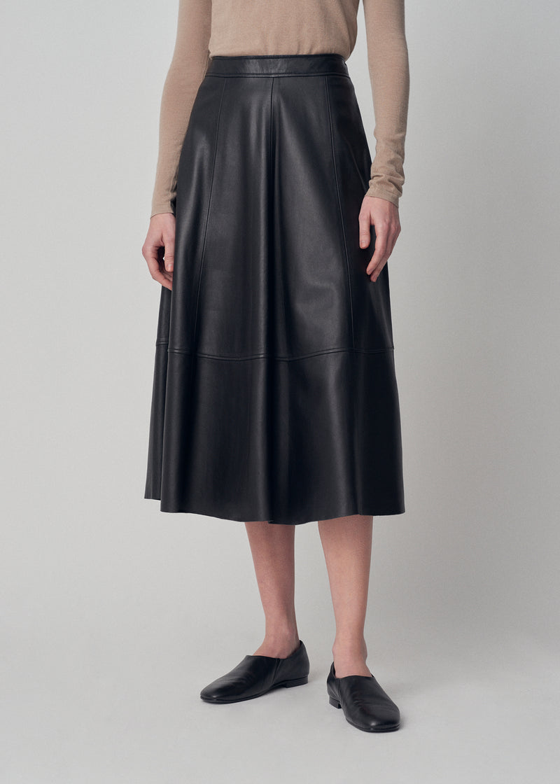 Full Skirt in Leather - Black - CO