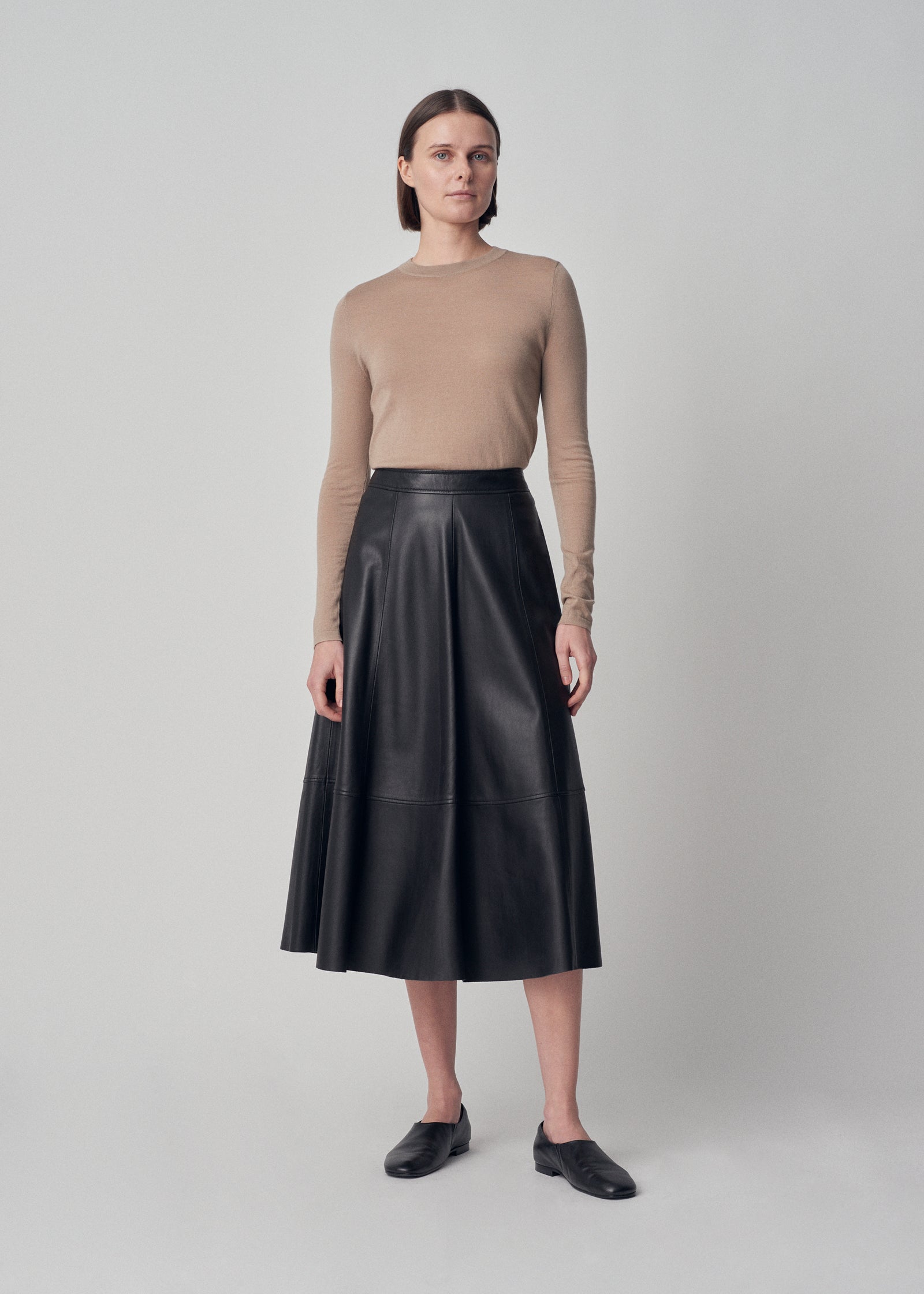 Full Skirt in Leather - Black - CO Collections