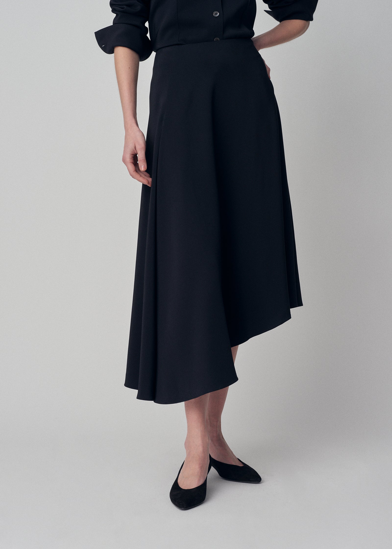 Asymmetric Midi Skirt - Black - CO Collections