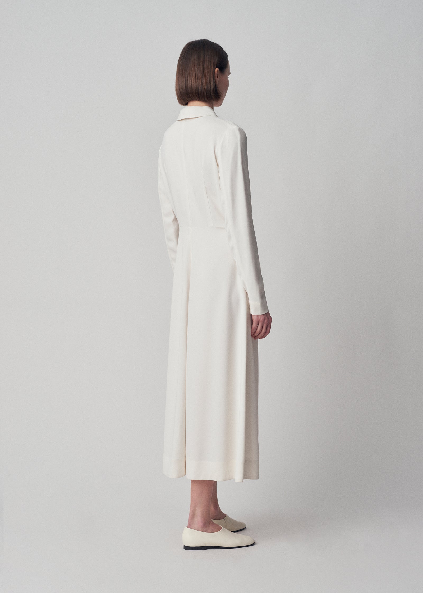 Long Sleeve Shirt Dress - Ivory - CO Collections