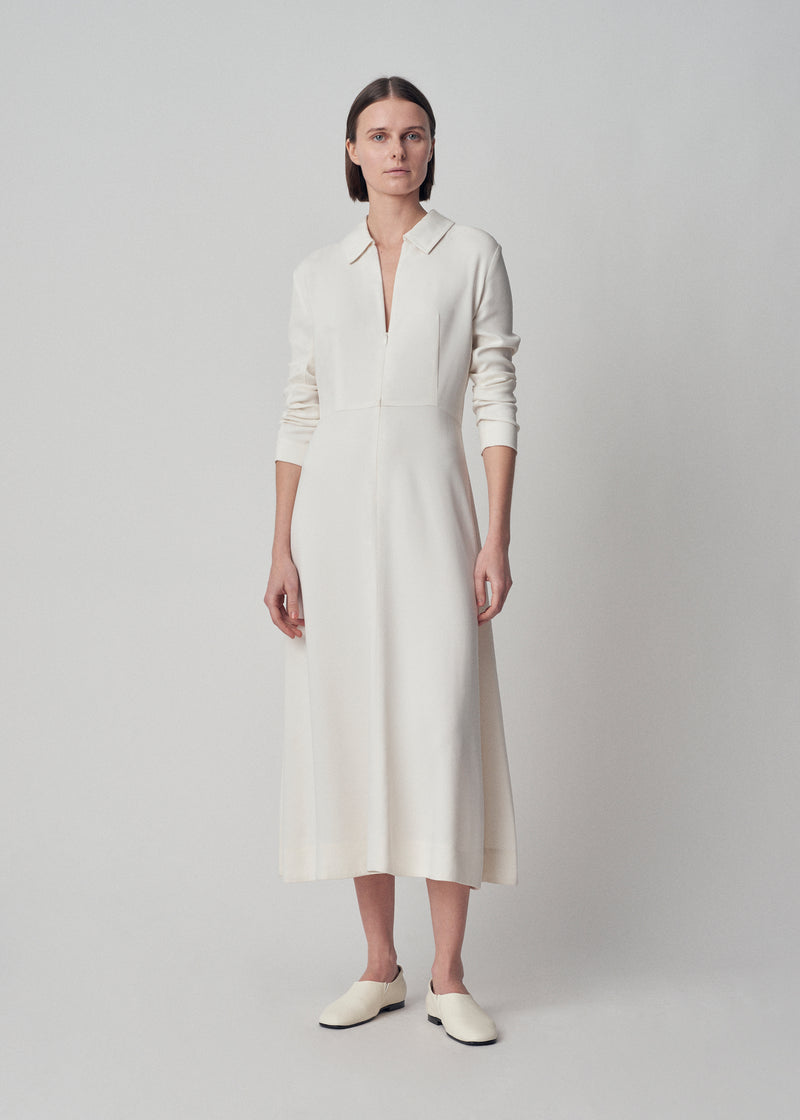 Long Sleeve Shirt Dress - Ivory - CO