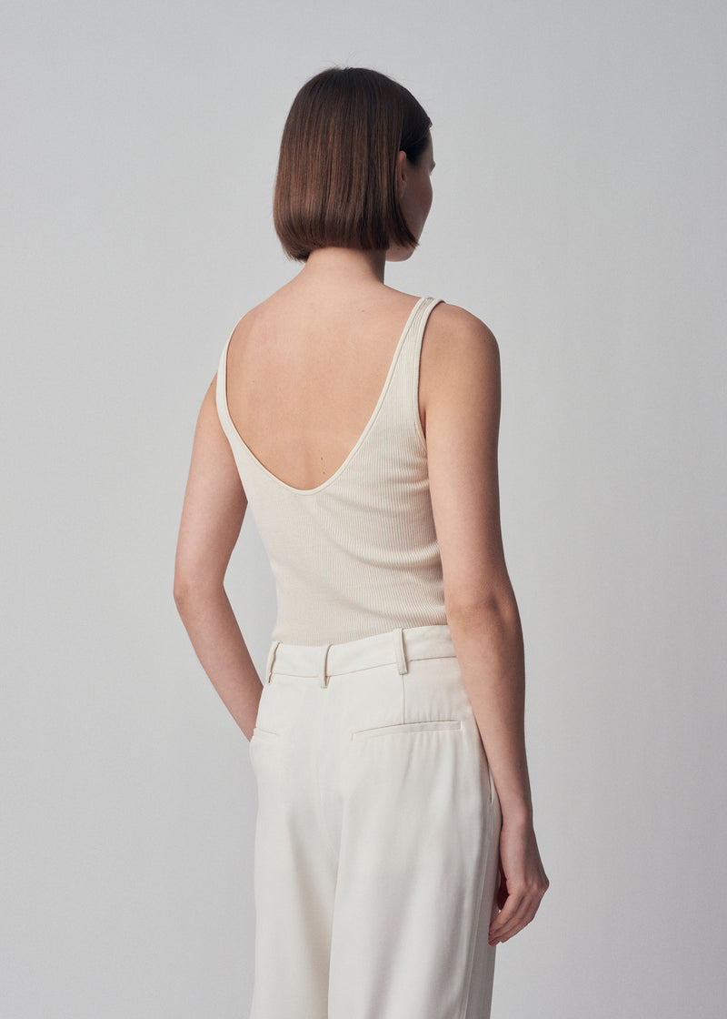 Ribbed Tank in Silk Knit - Ivory | CO