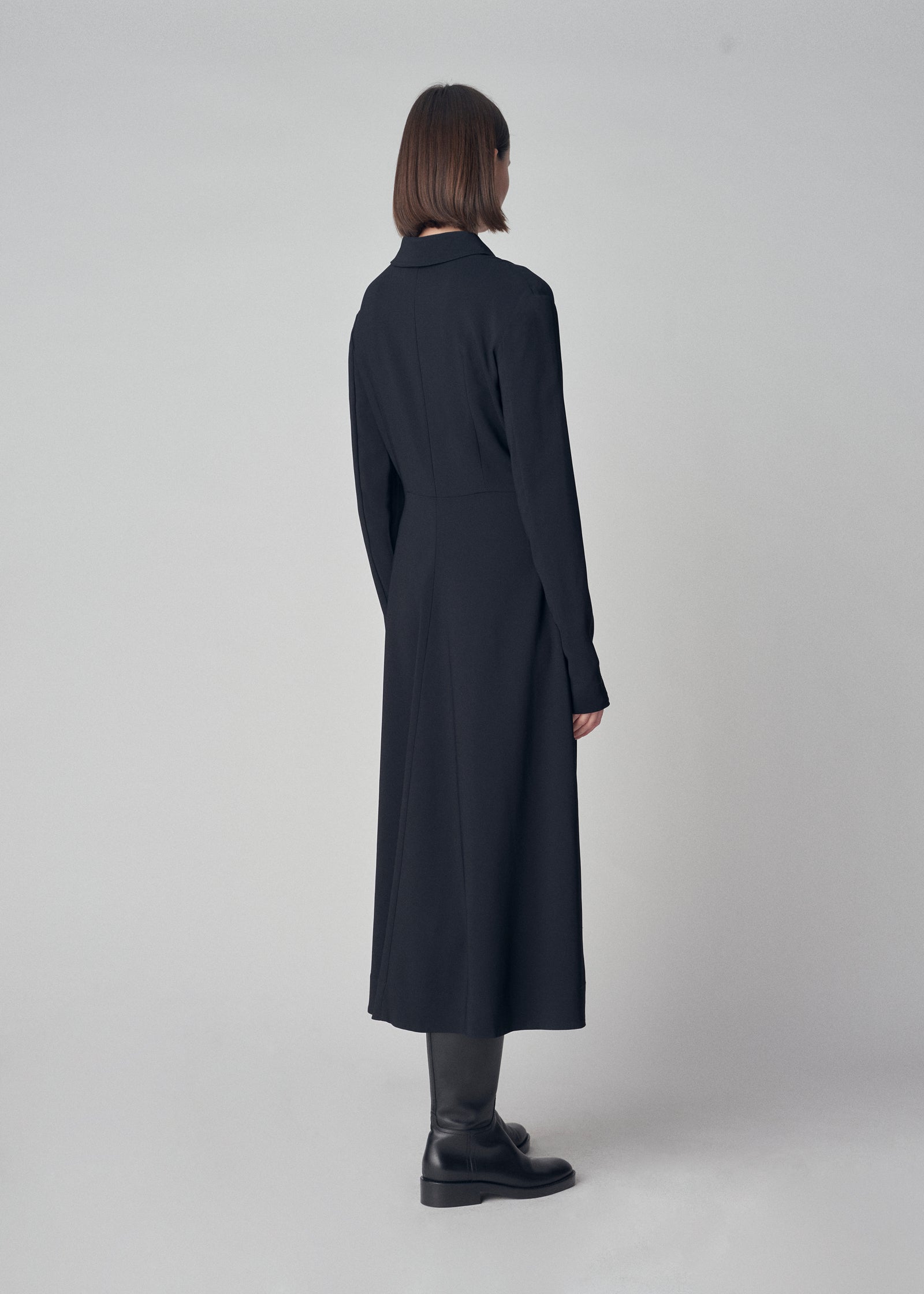 Long Sleeve Shirt Dress - Black - CO Collections