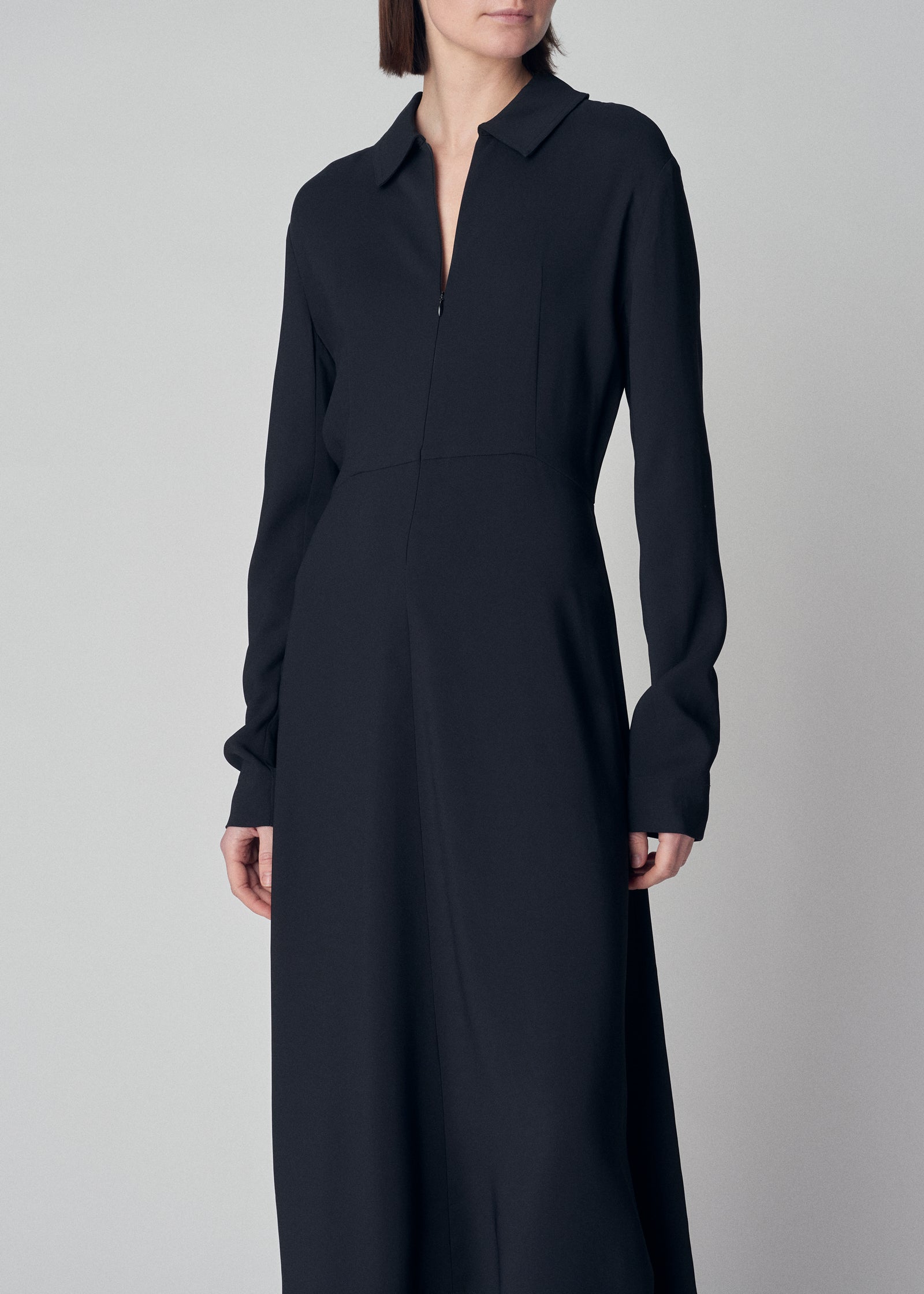 Long Sleeve Shirt Dress - Black - CO Collections